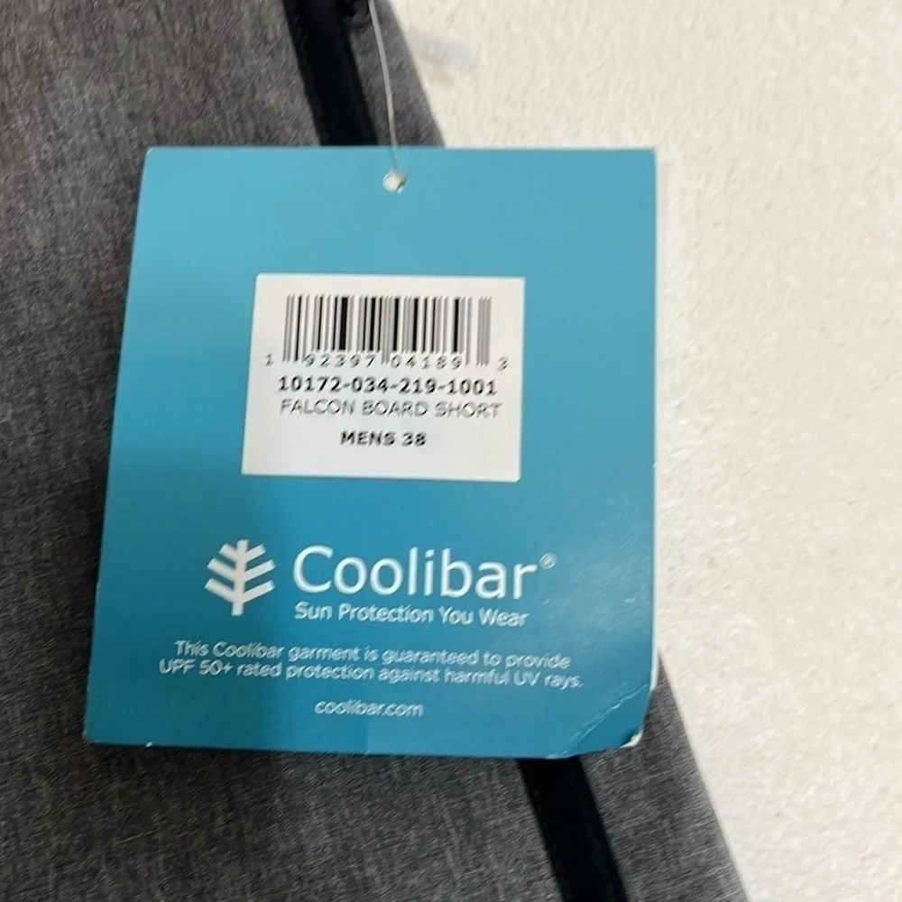 Coolibar Falcon Board Shorts Gray & Black UPF 50+ NWT Sz 38